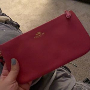 Coach large wristlet in party pink